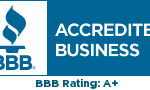 Accredited business logo with BBB rating symbolizing trust and reliability in customer service
